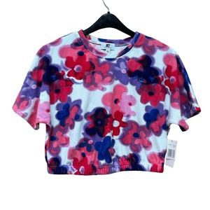 Juicy Couture Crop Top Size Large Floral All Over Terry Cloth NEW